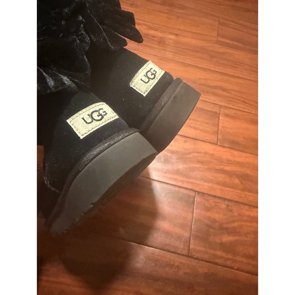 UGG Gita Black Double Velvet Bow Mid Calf Winter Boots Womens 10 - Picture 7 of 8